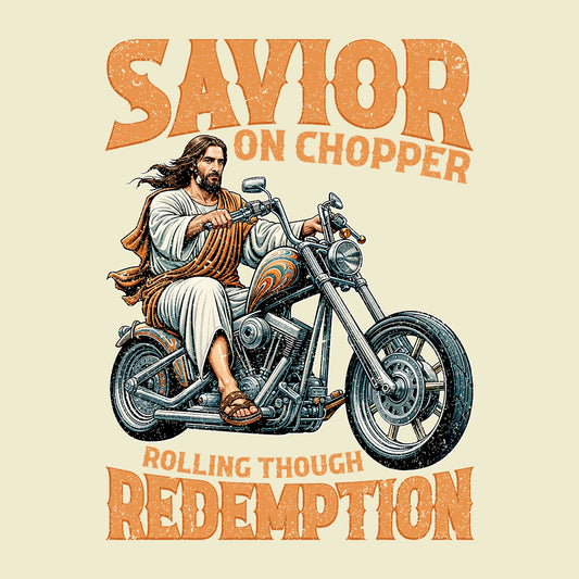 Savior On Chopper Jesus Riding Motorcycle Spiritual Biker | PRODUCT CODE: SVRNOCPEDNGMT
