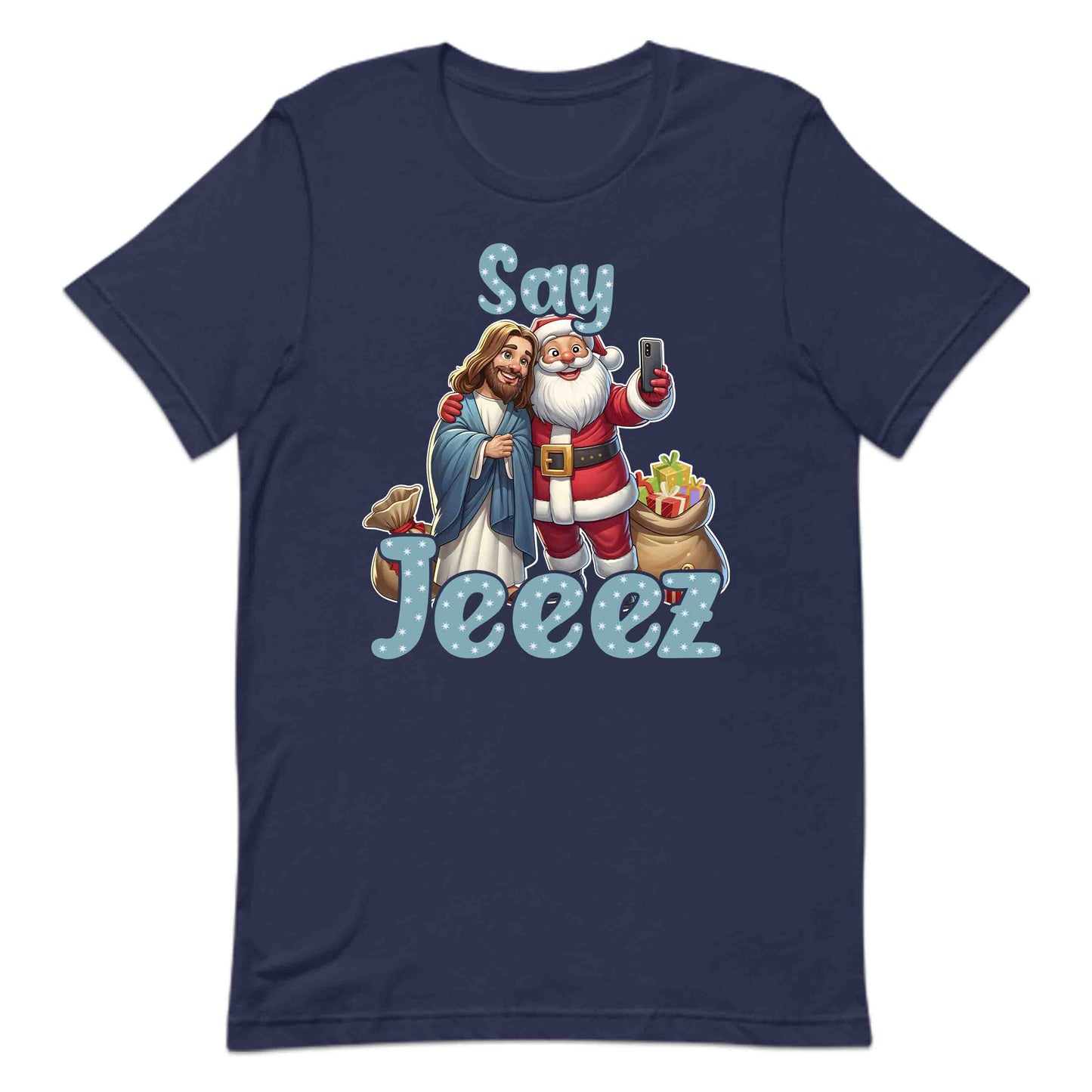 Say Jeeez! Christmas Santa and Jesus Selfie Humorous Xmas | PRODUCT CODE: SYJZEFIECHRMT
