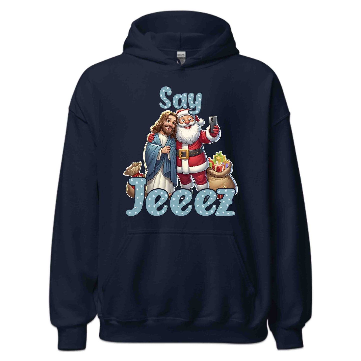 Say Jeeez! Christmas Santa and Jesus Selfie Humorous Xmas | PRODUCT CODE: SYJZEFIECHRMT