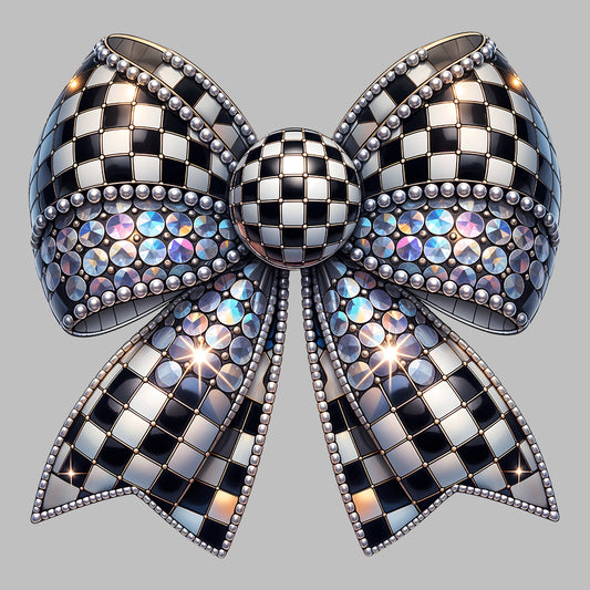 Trendy Checkered Bow Elegant Disco-Inspired Bow Classy Coquette Bow | PRODUCT CODE: TDCHKRWBOELN