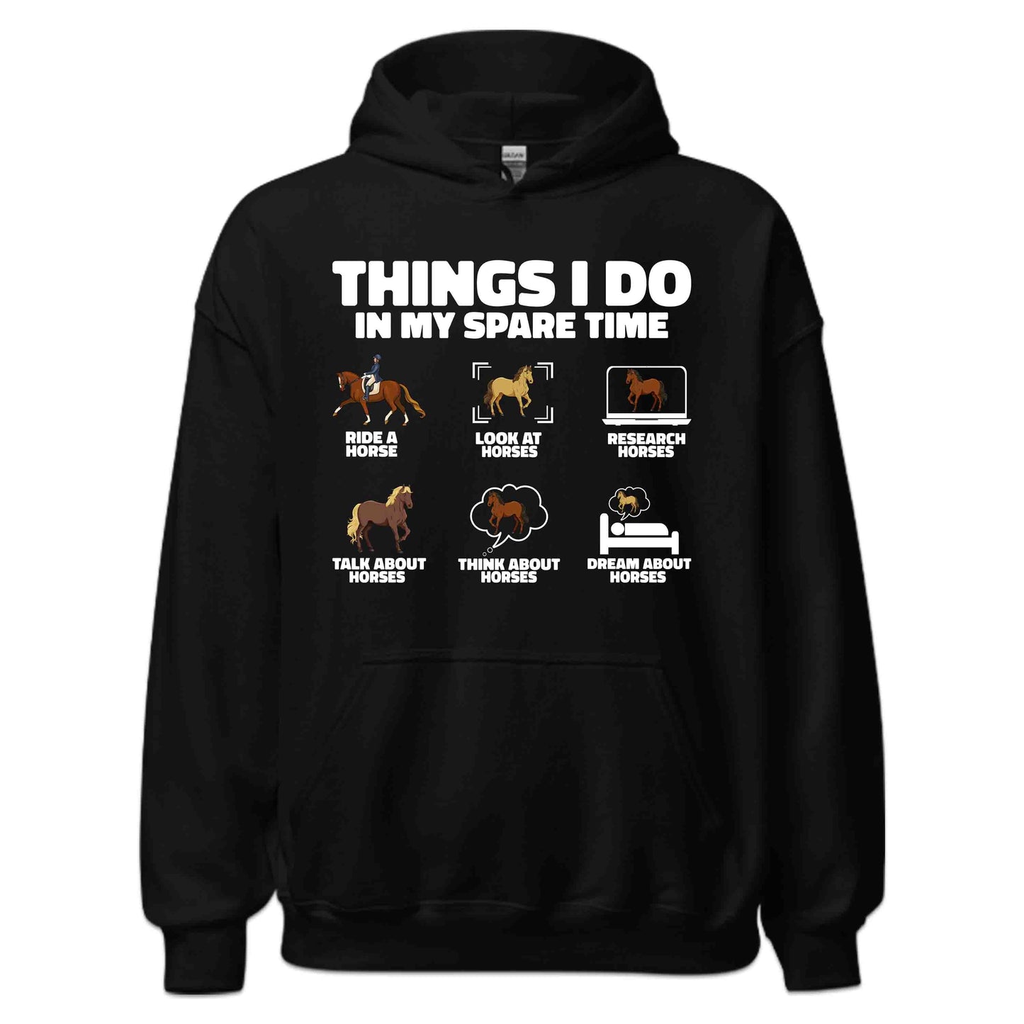 Funny Horse Lover Tee | Spare Time Horse Riding Hoodie | Equestrian Humor Sweatshirt | PRODUCT CODE: TFHYBAUIEHNFG