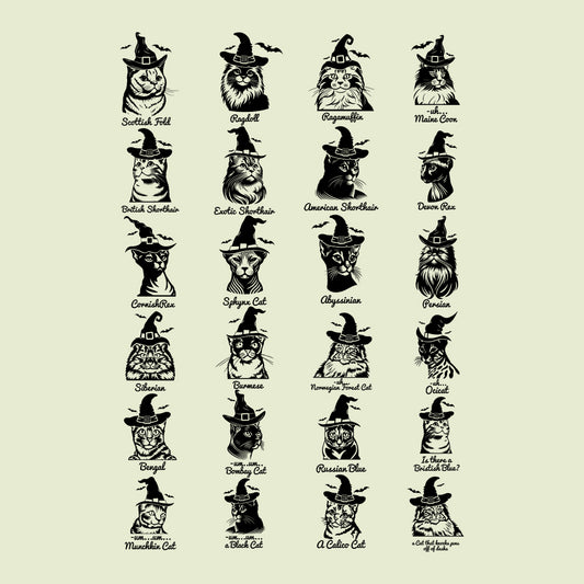 Vintage Cat Breeds Halloween Taylor Midnights Cats |  PRODUCT CODE: TLRSWCTHLW