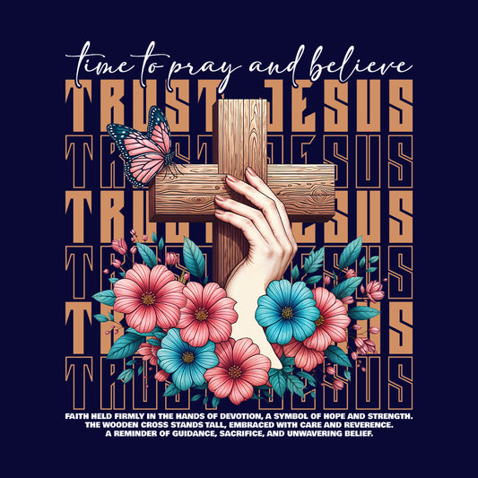 Trust Jesus Cross Christian Faith Floral and Butterfly | PRODUCT CODE: TRHUSCRONFAHL