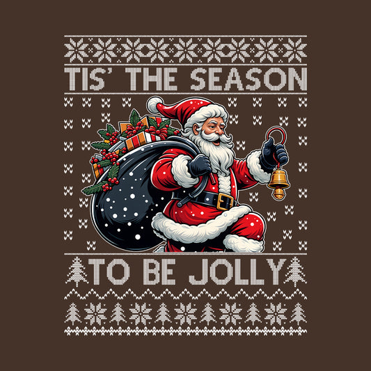 Tis The Season To Be Jolly Santa Carrying Gift Bag Ugly Christmas | PRODUCT CODE: TSHANOBJLYC