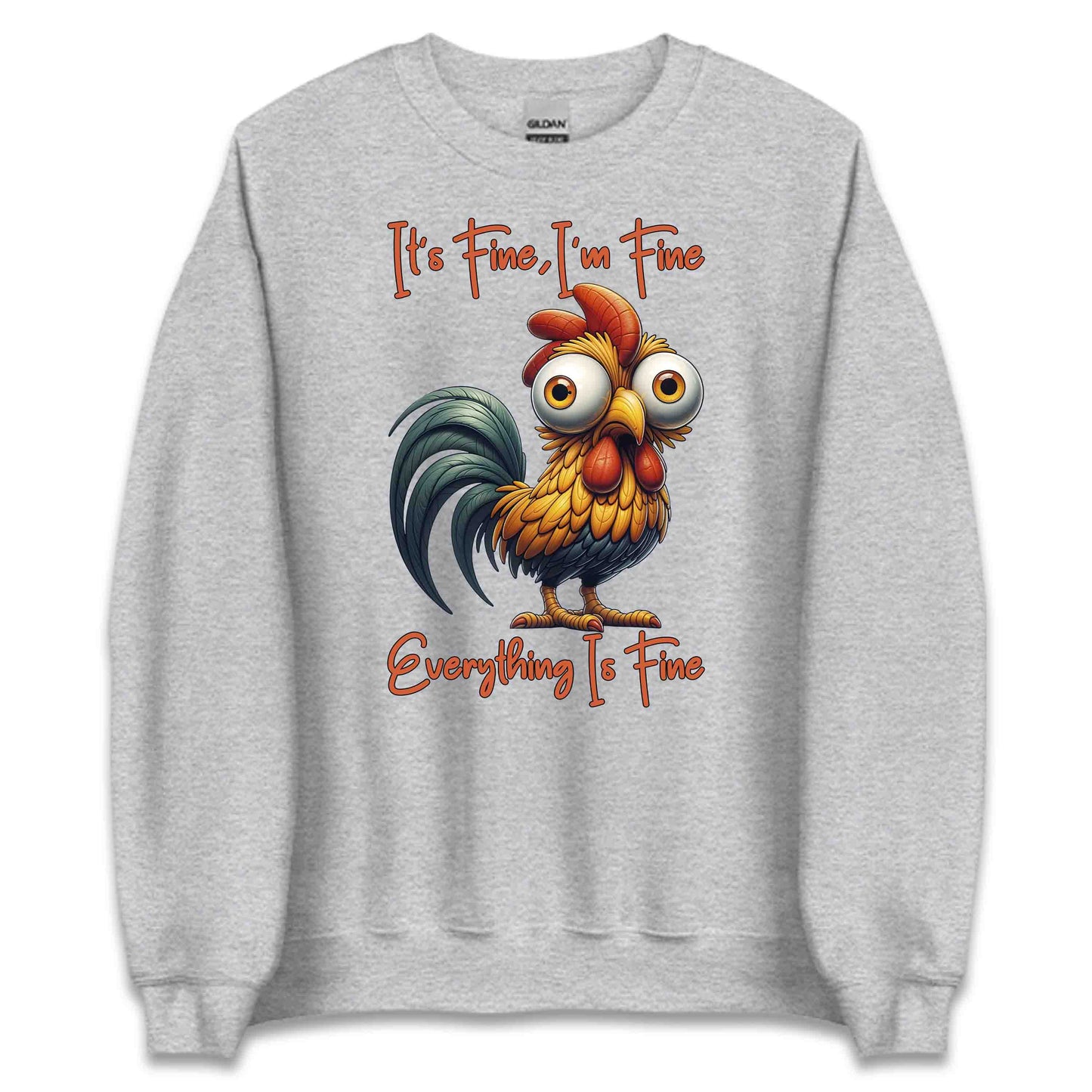 It's Fine I'm Fine Everything Is Fine Funny Rooster Anxiety Sarcastic Chicken Meme Farm Animal Humor | PRODUCT CODE: TSHBUIEWNPQV