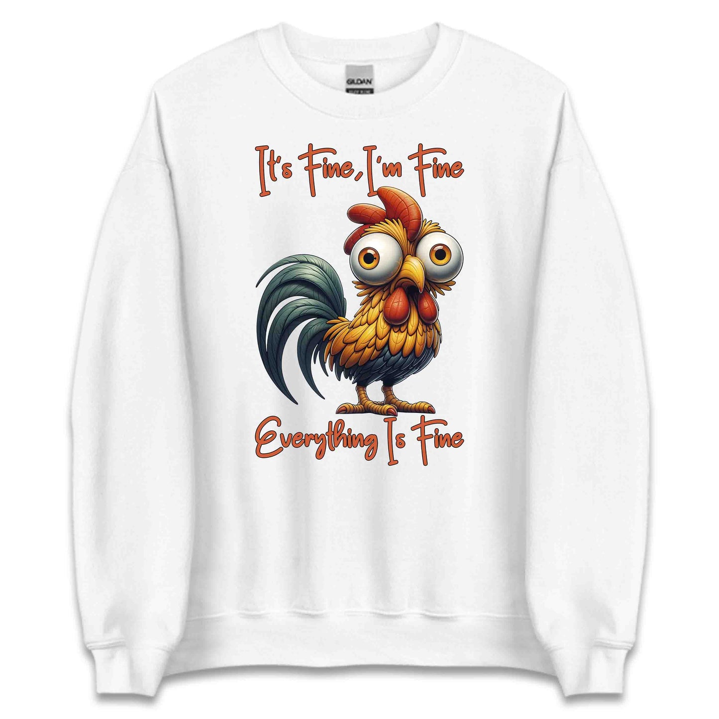 It's Fine I'm Fine Everything Is Fine Funny Rooster Anxiety Sarcastic Chicken Meme Farm Animal Humor | PRODUCT CODE: TSHBUIEWNPQV