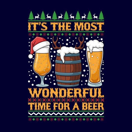 It's The Most Wonderful Time For A Beer Christmas Beer Holiday Drinking Xmas | PRODUCT CODE: TSHMOWNDCHX