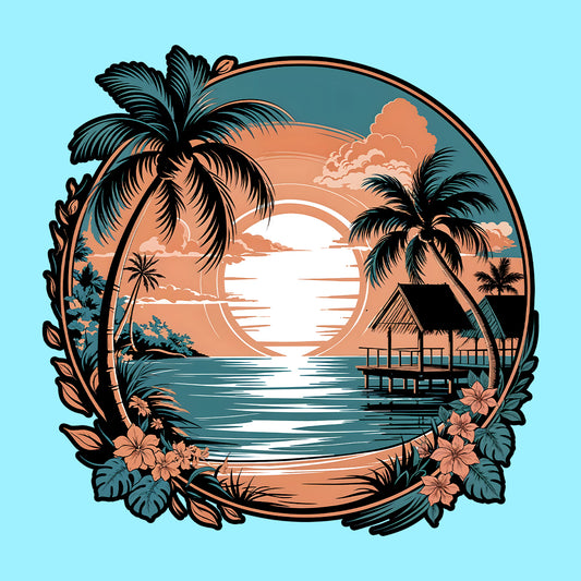 Tropical Sunset T-Shirt, Vintage Beach Sweatshirt, Island Paradise Hoodie | PRODUCT CODE: TWEOIHASIV