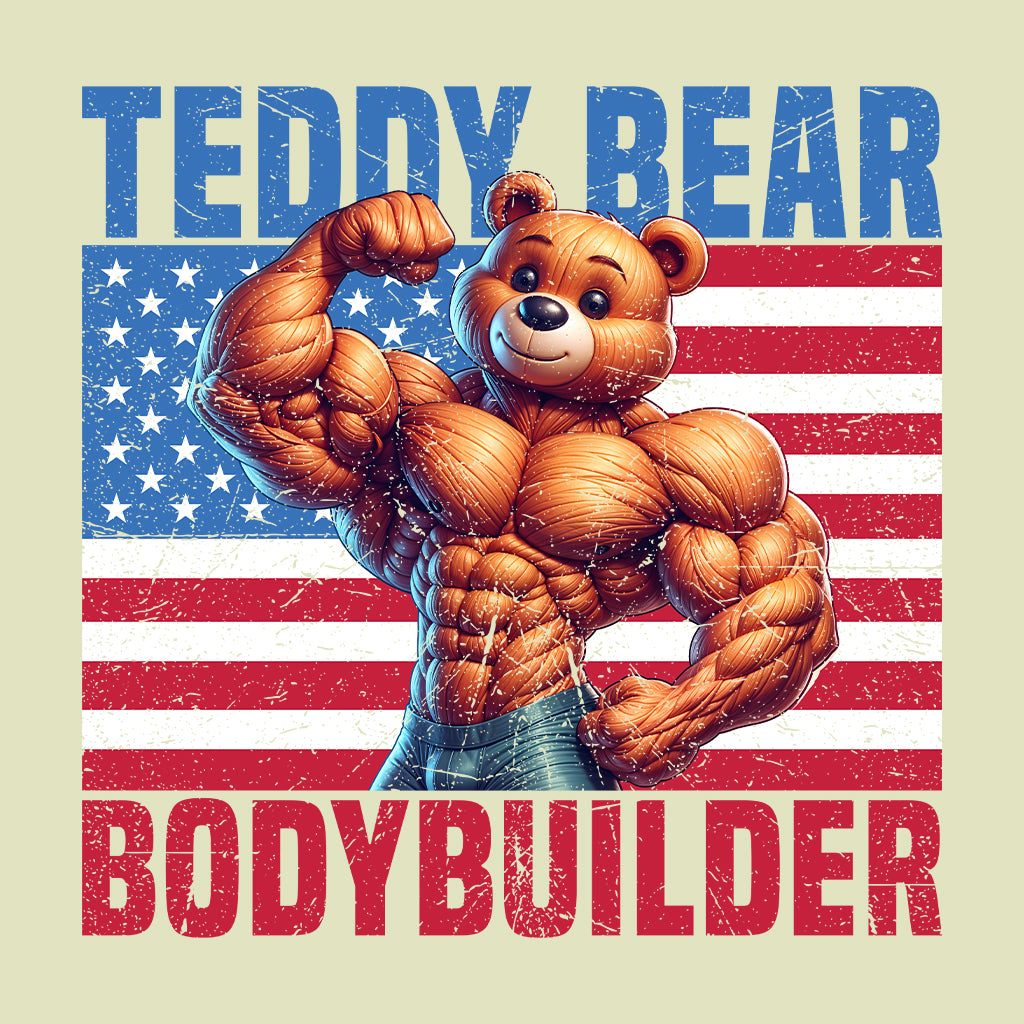 Teddy Bear Bodybuilder with USA Flag Patriotic Fitness Fanatics | PRODUCT CODE: TYDBROULERBF