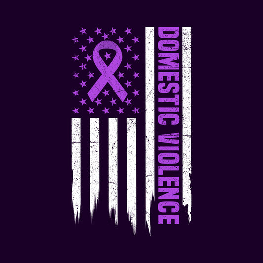 Domestic Violence Awareness USA Flag Purple Ribbon | PRODUCT CODE: UAMRCNFLGDV