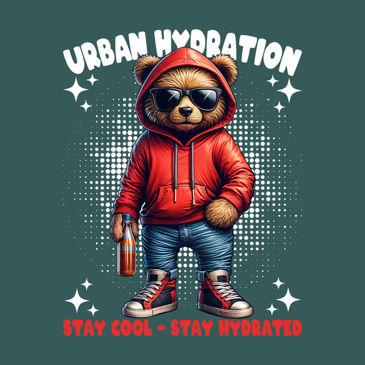 Urban Hydration Bear with Sunglasses and Drink Trendy Streetwear | PRODUCT CODE: UBNRHYDERSN