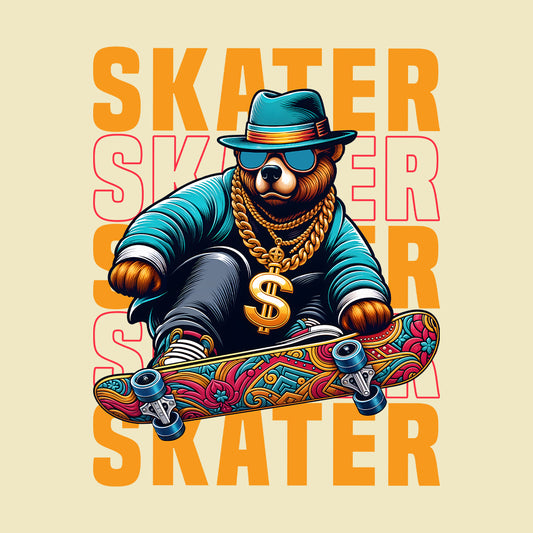 Urban Skater Bear Cool Hip-Hop Style Skateboarders Enthusiasts | PRODUCT CODE: UBRNSKETBECL
