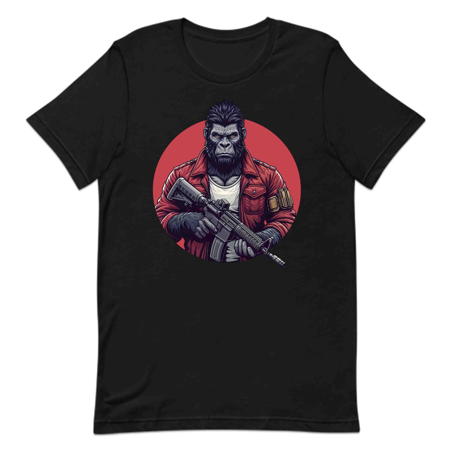Military Style Gorilla Fierce Ape in Red Jacket Holding Rifle | PRODUCT CODE: URBGOLAMTWNP