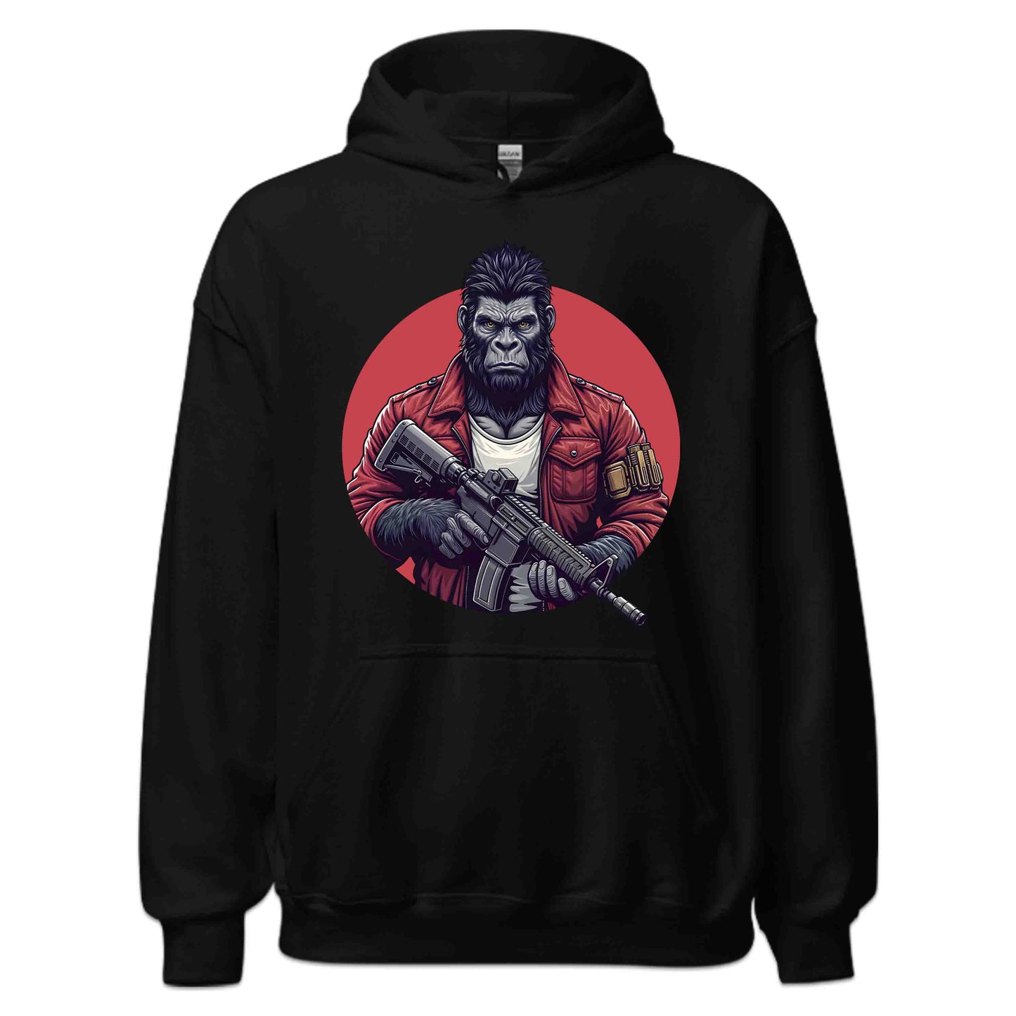 Military Style Gorilla Fierce Ape in Red Jacket Holding Rifle | PRODUCT CODE: URBGOLAMTWNP