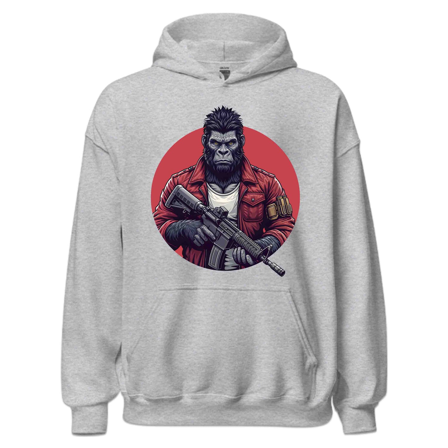 Military Style Gorilla Fierce Ape in Red Jacket Holding Rifle | PRODUCT CODE: URBGOLAMTWNP