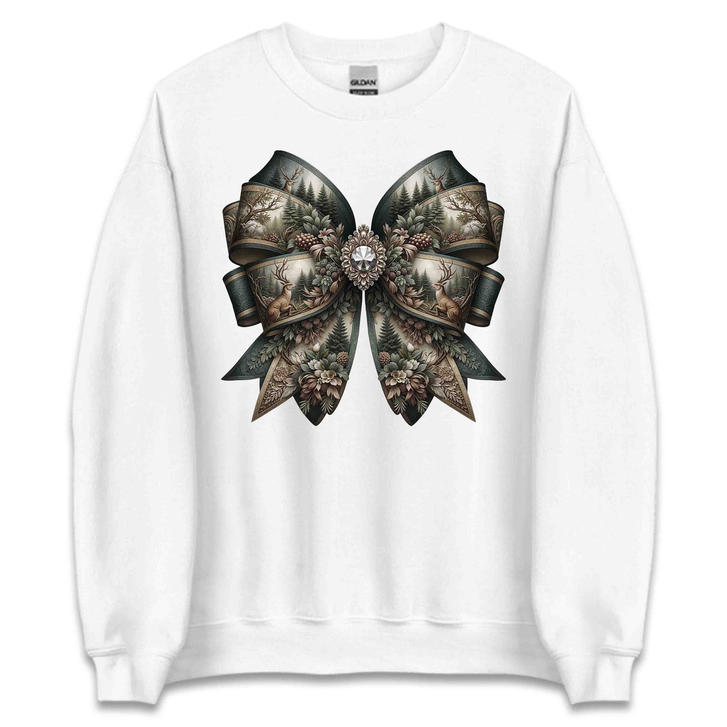 Vintage Forest Deer Coquette Bow Rustic Aesthetic Animal Hunting Bow Woodland Elements | PRODUCT CODE: VGNDROSWHH