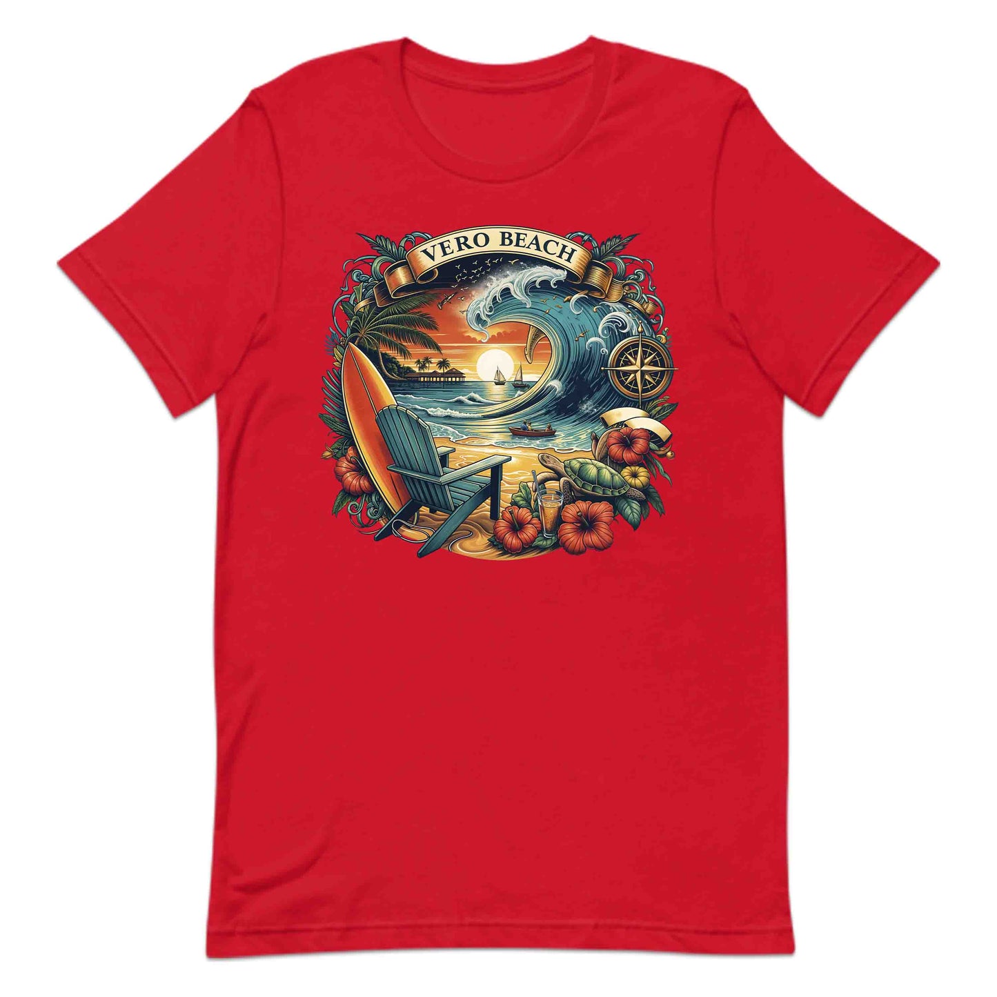 Vero Beach Surf Shirt | Retro Florida Sunset Tee, Sweatshirt, or Hoodie | PRODUCT CODE: VRASDSAJUW
