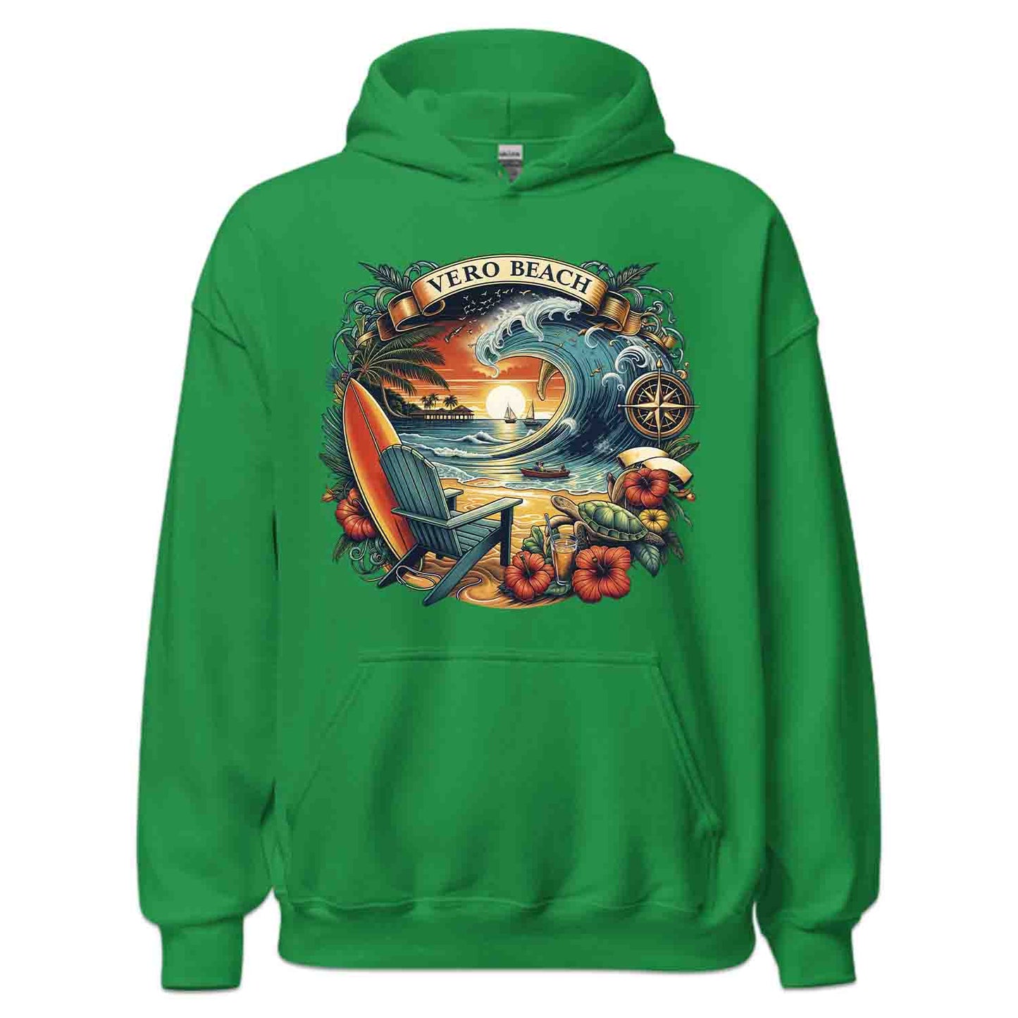 Vero Beach Surf Shirt | Retro Florida Sunset Tee, Sweatshirt, or Hoodie | PRODUCT CODE: VRASDSAJUW
