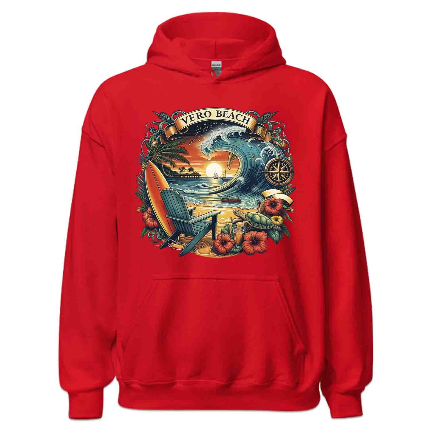 Vero Beach Surf Shirt | Retro Florida Sunset Tee, Sweatshirt, or Hoodie | PRODUCT CODE: VRASDSAJUW