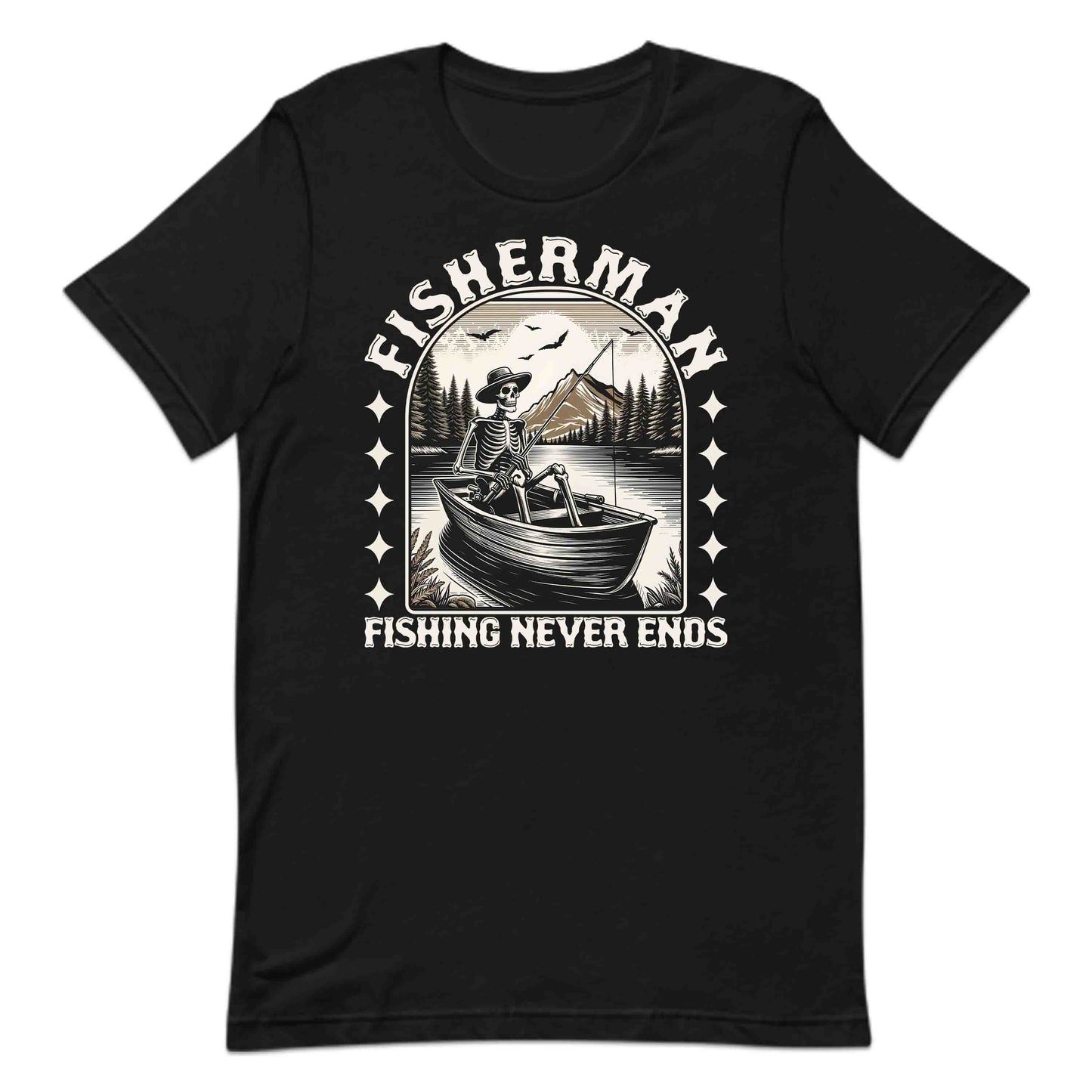 Vintage Skeleton Fisherman Boat  Funny Dark Humor Anglers | PRODUCT CODE: VTGSKLTNFSHM