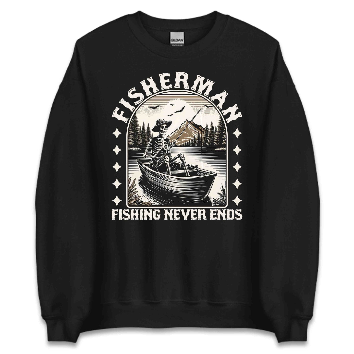Vintage Skeleton Fisherman Boat  Funny Dark Humor Anglers | PRODUCT CODE: VTGSKLTNFSHM