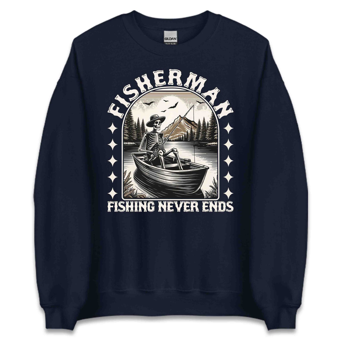 Vintage Skeleton Fisherman Boat  Funny Dark Humor Anglers | PRODUCT CODE: VTGSKLTNFSHM