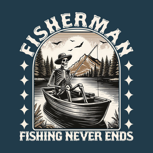 Vintage Skeleton Fisherman Boat  Funny Dark Humor Anglers | PRODUCT CODE: VTGSKLTNFSHM