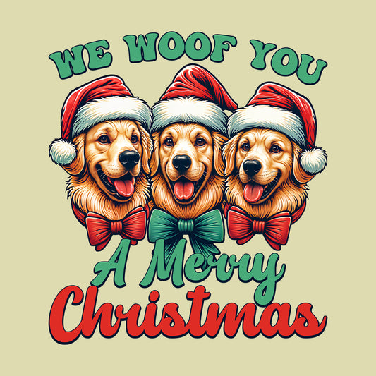 We Woof You A Merry Christmas Golden Retriever Dog Xmas | PRODUCT CODE: WFOYMRECHTG