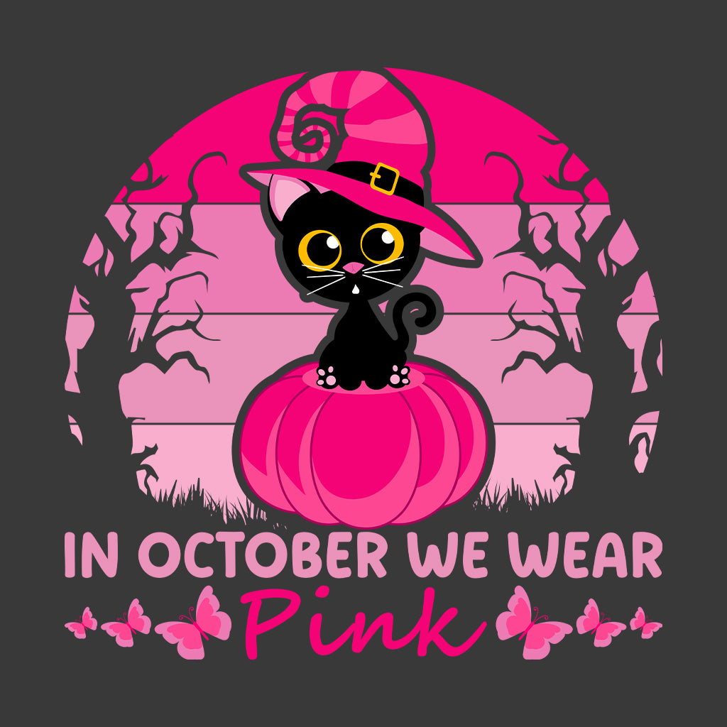 Halloween Breast Cancer Witch Black Cat Pink Ribbon | PRODUCT CODE: WHCTBLKTCA
