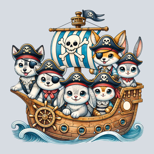 Pirate Animal Crew Pets Pirate Hats Sailing the High Seas Dogs Cats Bunnies | PRODUCT CODE: WHSMPRTANLCR