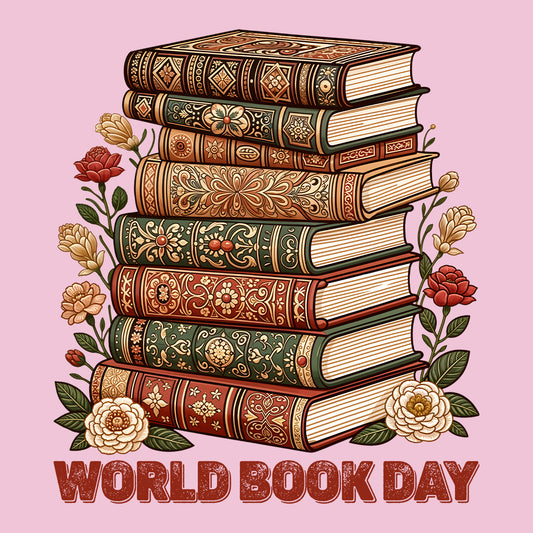 World Book Day Vintage Book Stack Floral Reading Bibliophile Cozy Bookworm | PRODUCT CODE: WLDBAUCNGTEK