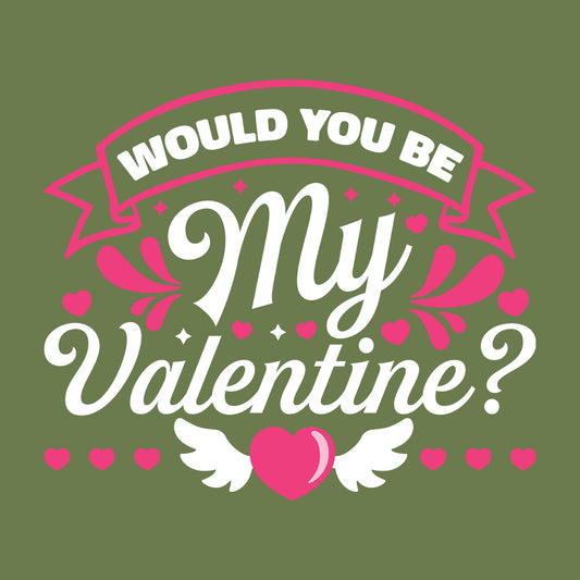 Would You Be My Valentine?  Romantic Pink Heart-Wings Valentine’s Day | PRODUCT CODE: WLDIYIRBEVLN
