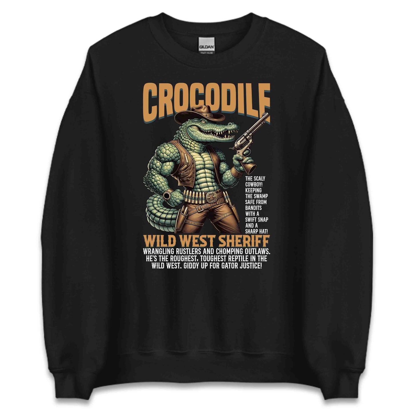 Wild West Crocodile Sheriff Funny Gator Cowboy Rustic Western Animal Humor | PRODUCT CODE: WLDTSCROFLHG
