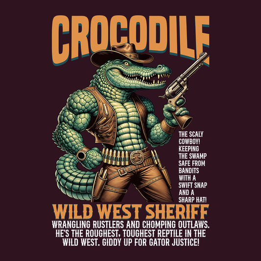 Wild West Crocodile Sheriff Funny Gator Cowboy Rustic Western Animal Humor | PRODUCT CODE: WLDTSCROFLHG
