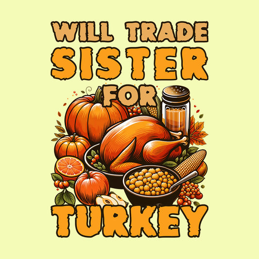 Will Trade Sister For Turkey Thanksgiving Autumn Humor | PRODUCT CODE: WLTRDSFRKU