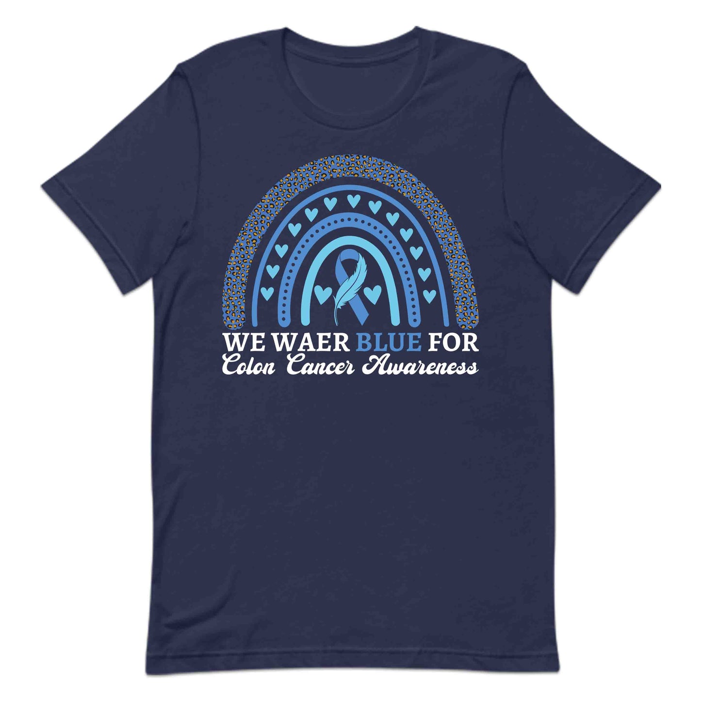 We Wear Blue For Colon Cancer Awareness Blue Ribbon Support | PRODUCT CODE: WRESNAIEBCO