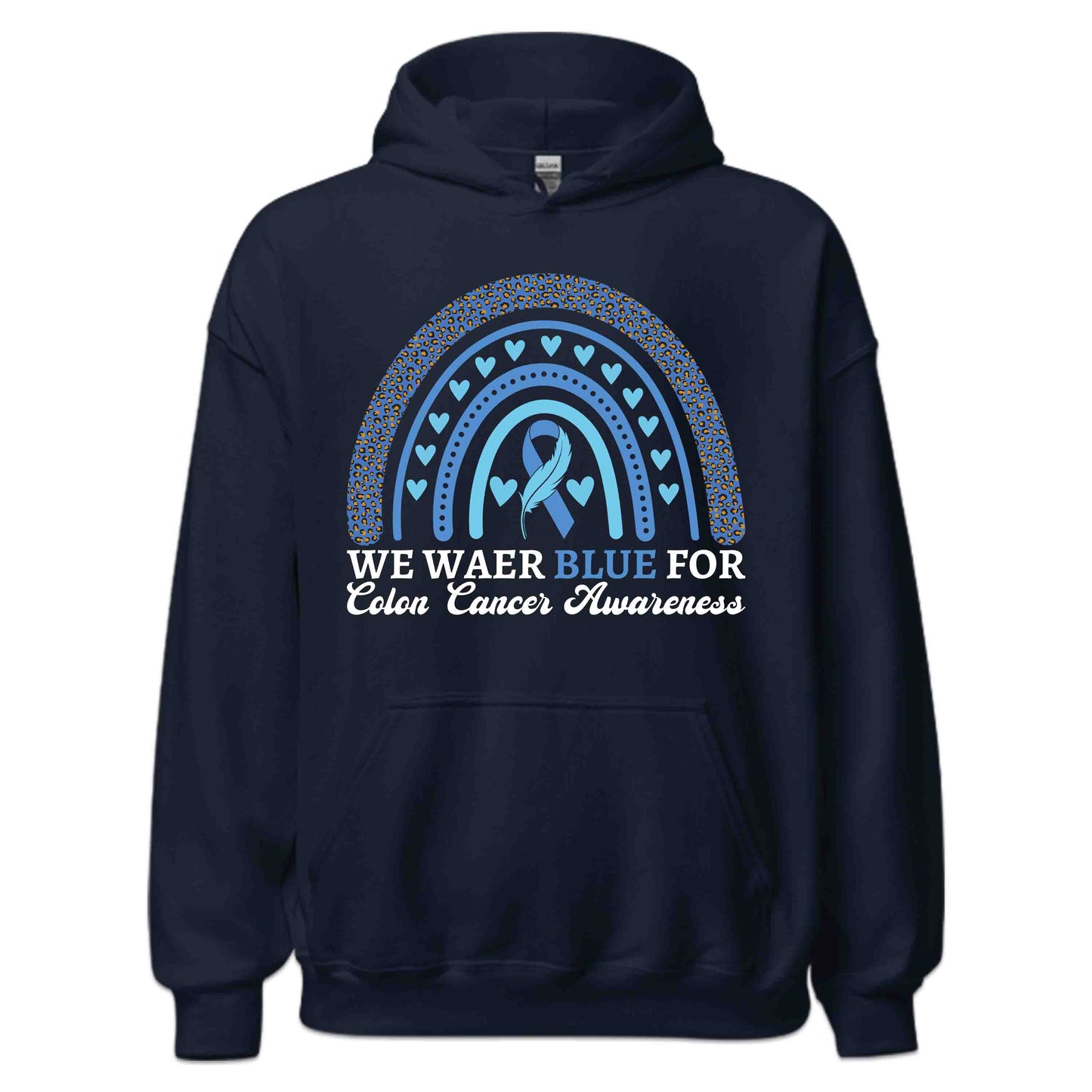 We Wear Blue For Colon Cancer Awareness Blue Ribbon Support | PRODUCT CODE: WRESNAIEBCO