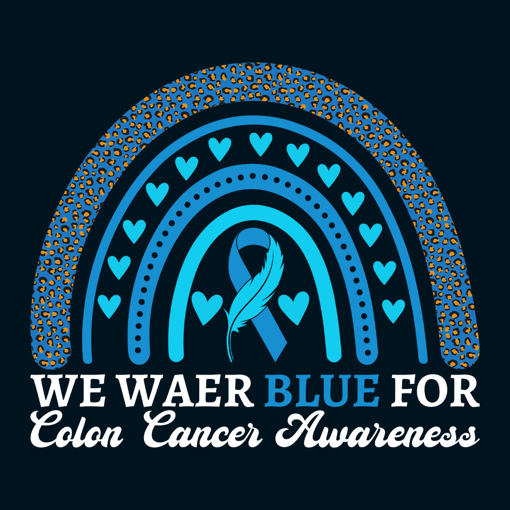 We Wear Blue For Colon Cancer Awareness Blue Ribbon Support | PRODUCT CODE: WRESNAIEBCO