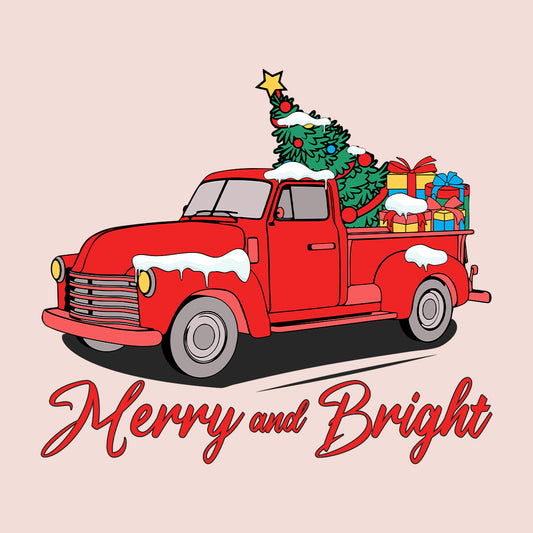 Merry And Bright Christmas Red Truck With Tree Xmas | PRODUCT CODE: YRMBRGHTCKU