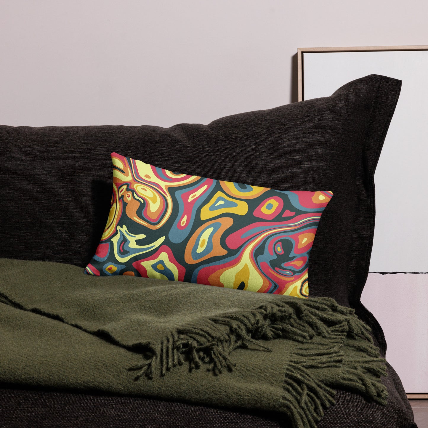 Colorful Groovy Psychedelic Pattern All-Over Print Premium Pillow