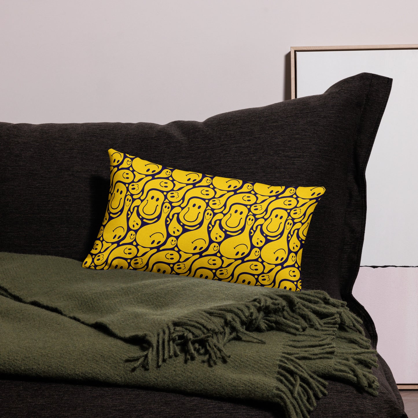 Funny Distorted Emoticons All-Over Print Premium Pillow