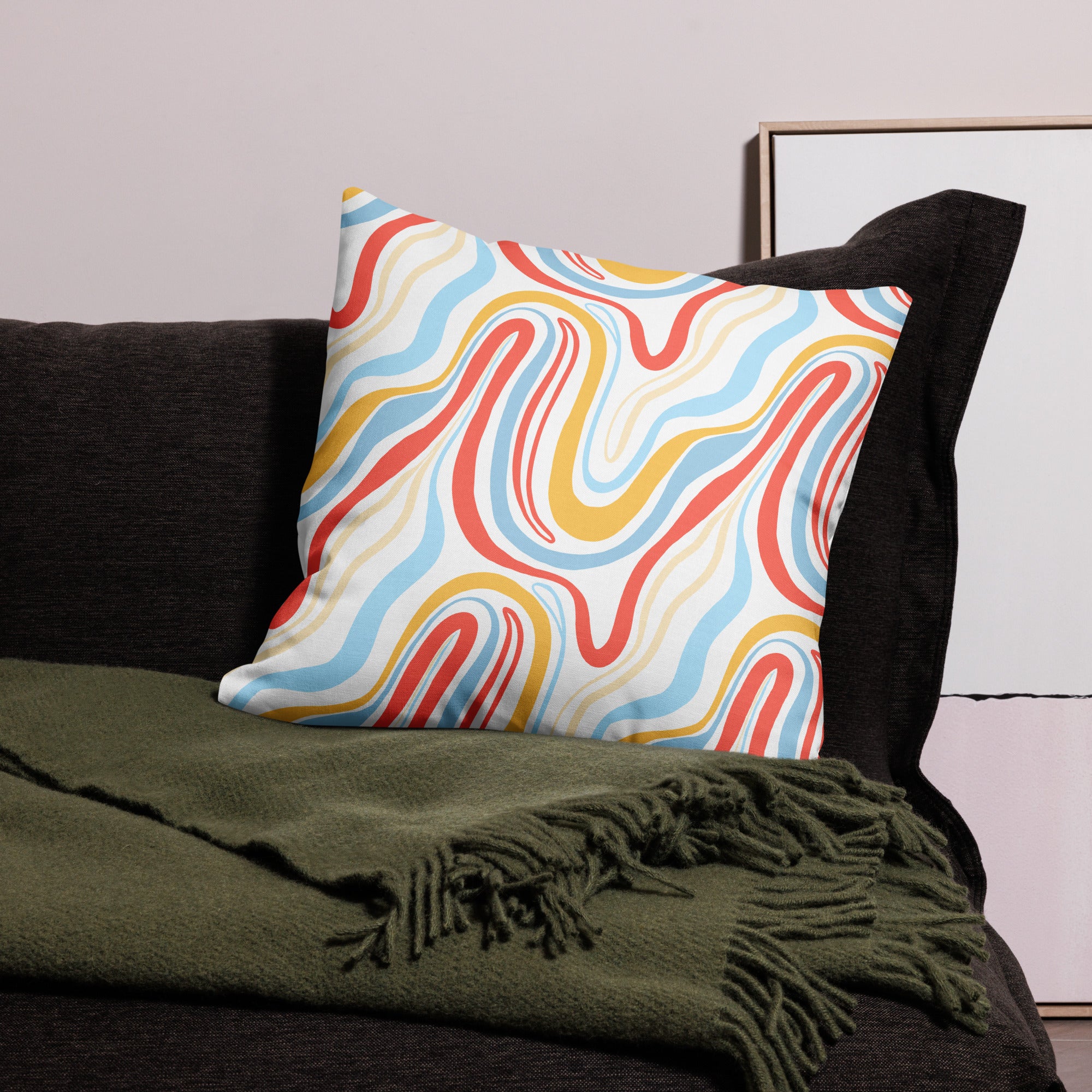 Colorful Wavy Pattern All-Over Print Premium Pillow