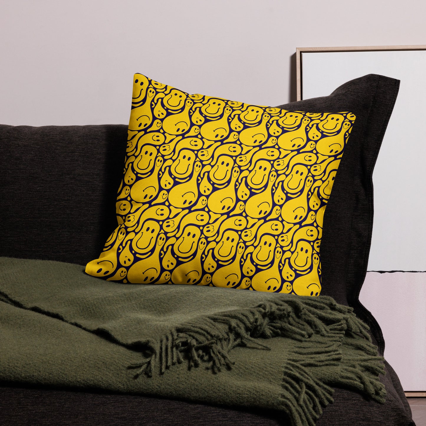 Funny Distorted Emoticons All-Over Print Premium Pillow