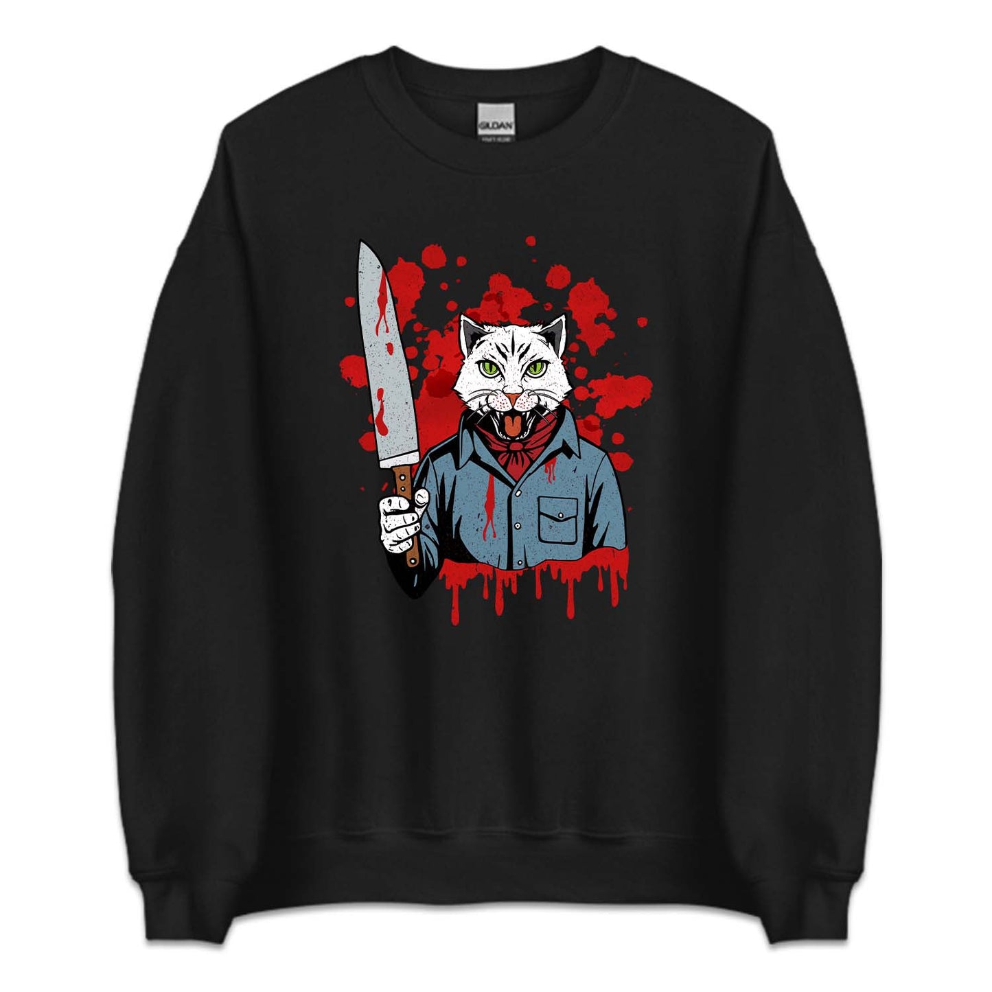 Cat Holding A Blood Knife Halloween Michael Meowers Scary Cat | PRODUCT CODE: CTAHLDBLKN