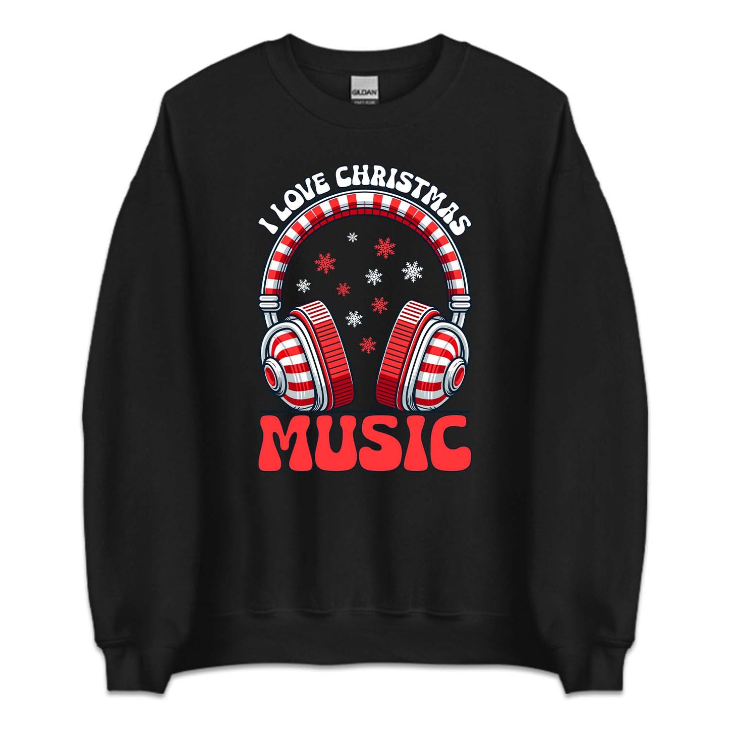 I Love Christmas Music Candy Cane Headphones Musical Xmas | PRODUCT CODE: LVCHRTMSUCN
