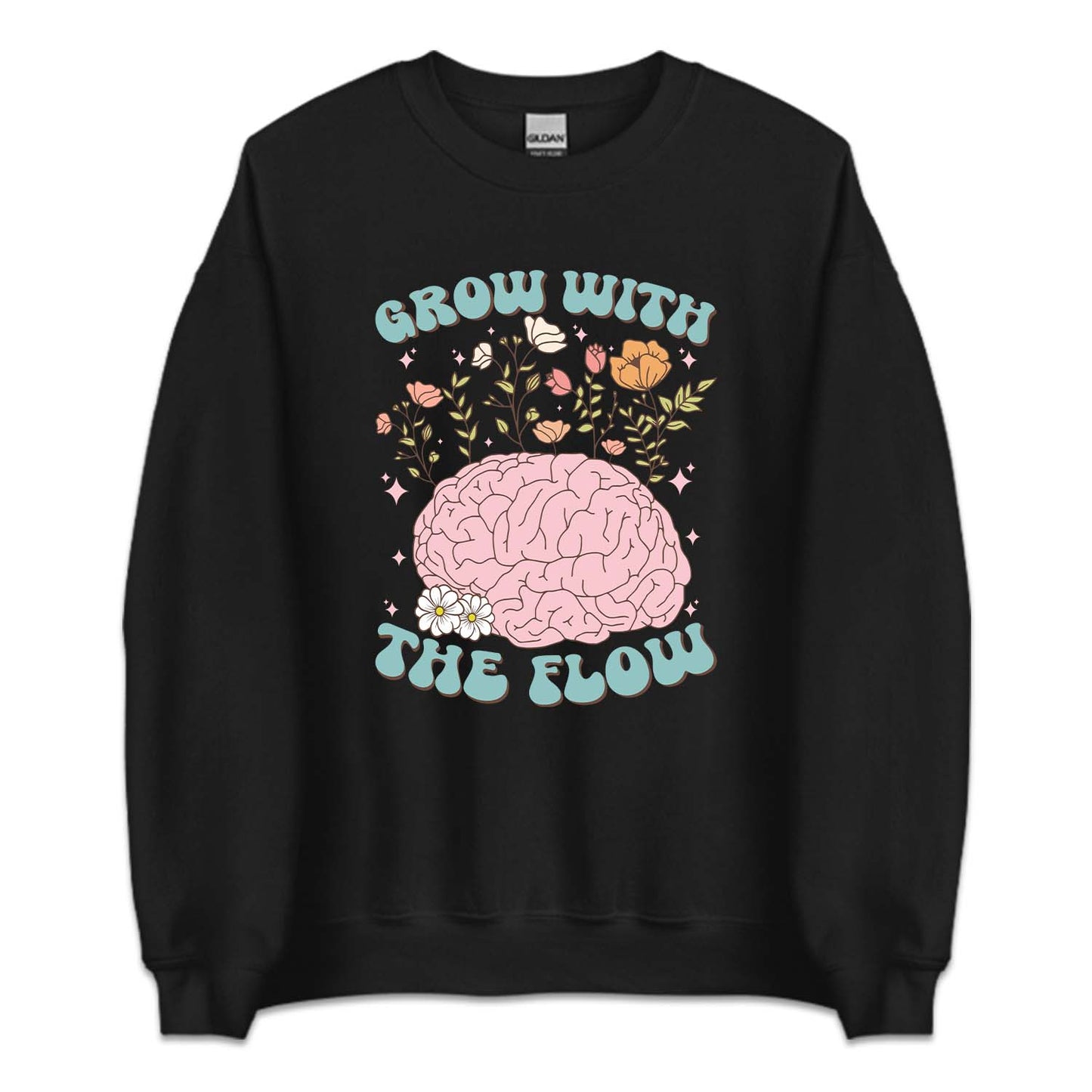 Grow With The Flow Floral Brain Positive Quote | PRODUCT CODE: GRTHLFMH