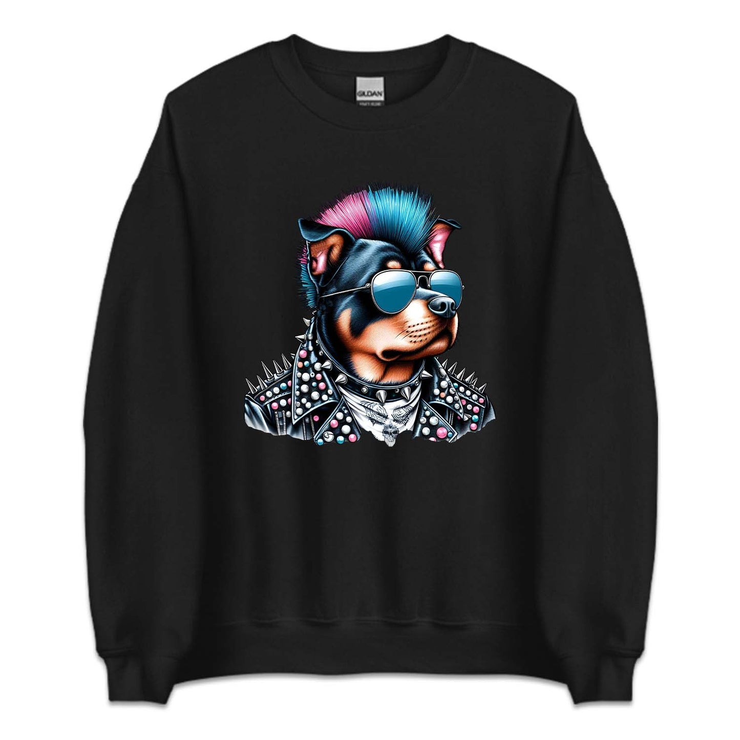 Rottweiler Dog with Sunglasses Spiky Mohawk | PRODUCT CODE: RWTLVRDGKPN