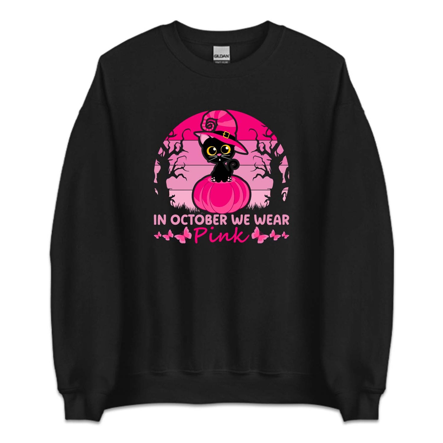 Halloween Breast Cancer Witch Black Cat Pink Ribbon | PRODUCT CODE: WHCTBLKTCA