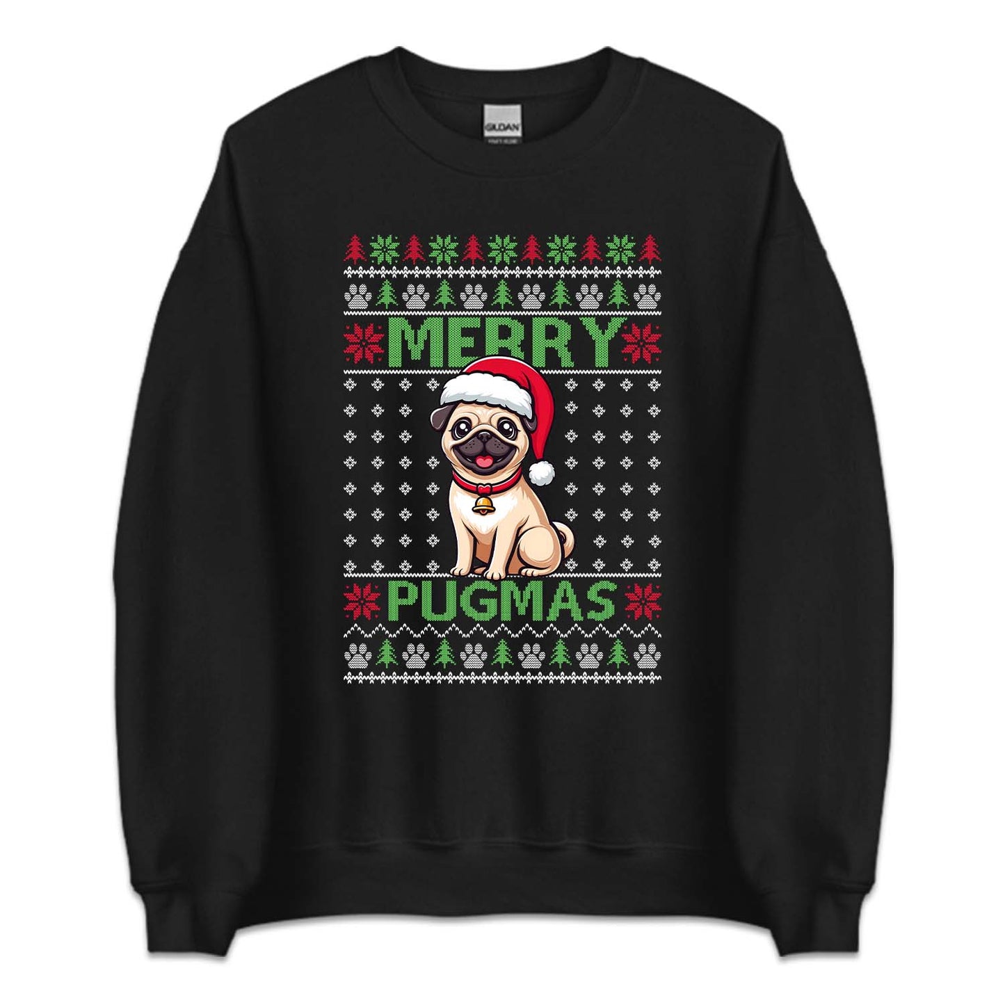 Merry Pugmas Ugly Christmas Xmas Pug Dog in Santa Hat | PRODUCT CODE: MRYPGMCGDO