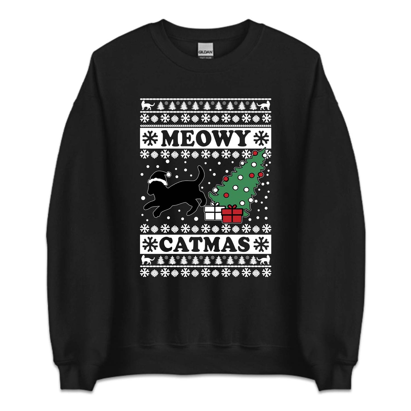 Meowy Catmas Black Cat Christmas Funny Xmas | PRODUCT CODE: MWYCHTRBLU